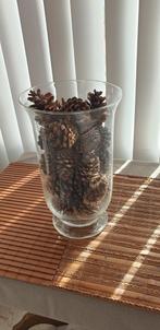 Glazen vaas met dennenappels, Ophalen