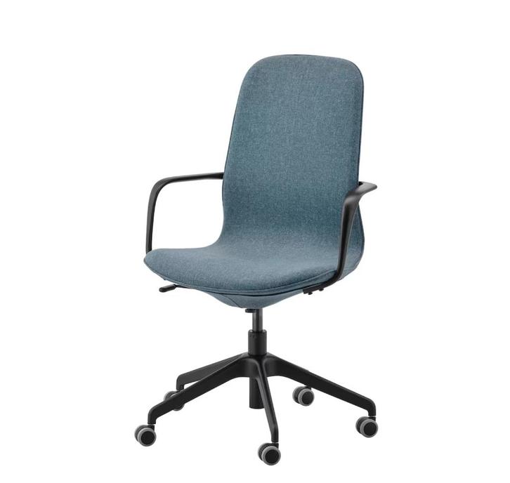 bureaustoel Ikea met wieltjes en armleuningen, Huis en Inrichting, Bureaustoelen, Zo goed als nieuw, Bureaustoel, Blauw, Ophalen of Verzenden