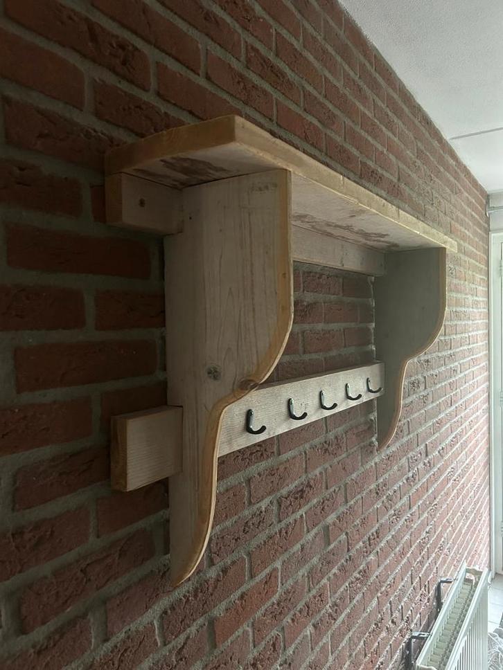 Steigerhouten Kapstok met Plank, Huis en Inrichting, Woonaccessoires | Kapstokken, Gebruikt, Wandkapstok, Minder dan 100 cm, Hout