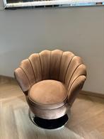 mooie schelp vormige draaiendefauteuil suede van stof, Huis en Inrichting, Ophalen of Verzenden, Zo goed als nieuw
