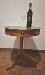 Bijzettafeltje, Wijntafeltje  met leren inleg 49cm doorsnede, Antiek en Kunst, Ophalen