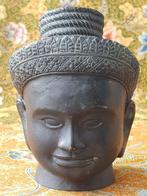 Mooi antiek brons hoofd uit Cambodja van Vishnu 14,5 cm., Ophalen of Verzenden