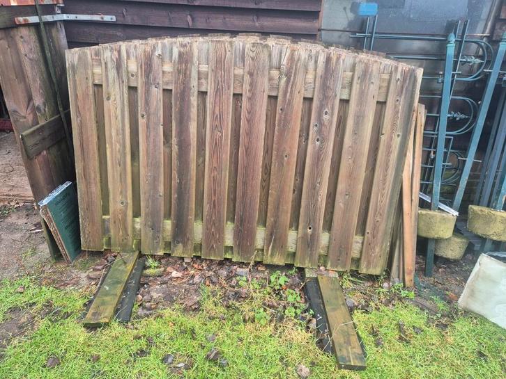 8 Geïmpregneerde schuttingdelen - Hout, Tuin en Terras, Schuttingen, Gebruikt, Hout, 1 tot 2 meter, Minder dan 3 meter, Ophalen