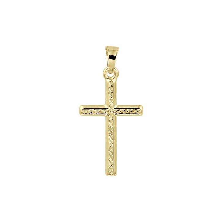 Gouden Kruis hanger gediamanteerd - 14 karaat goud, Sieraden, Tassen en Uiterlijk, Kettinghangers, Goud, Goud, Kruis of Symbool