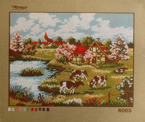 Cado VOORBEDRUKT BORDUURSTRAMIEN, WEILAND MET KOEIEN 6065, Hobby en Vrije tijd, Borduren en Borduurmachines, Nieuw, Onderdeel of Toebehoren