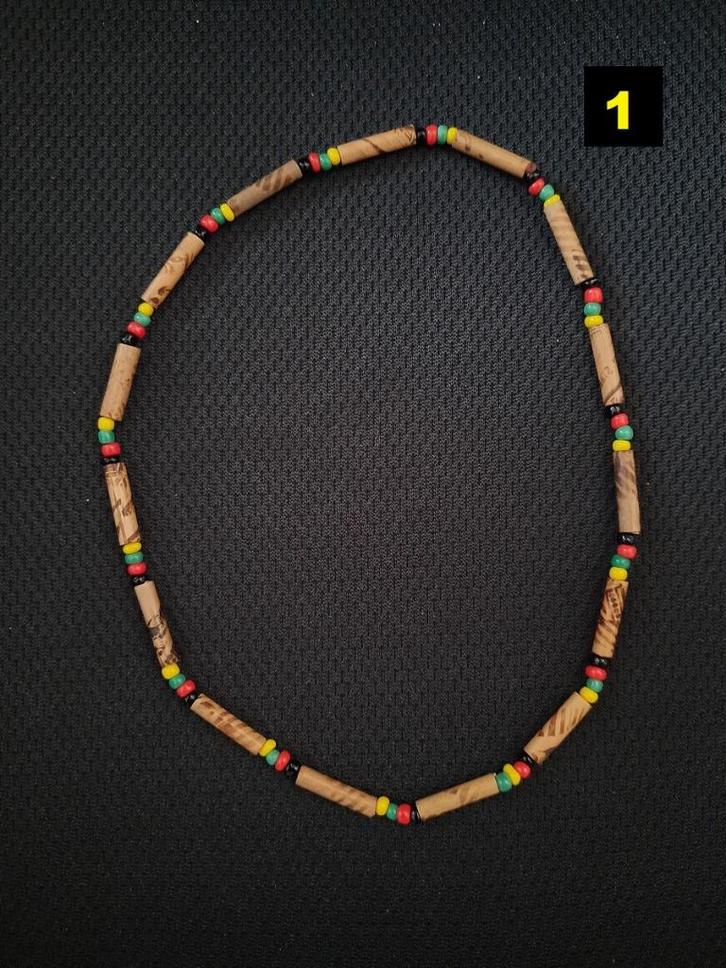 Reggae rasta ketting, elastisch, kokos. 2 soorten (Nieuw), Sieraden, Tassen en Uiterlijk, Kettingen, Nieuw, Overige materialen