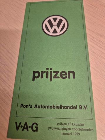 1979NL Volkswagen prijslijst Scirocco Golf 1 VW 181 BUS T2b  beschikbaar voor biedingen