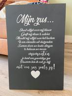 Houten greywash tekstbord, Huis en Inrichting, Woonaccessoires | Tekstborden en Spreuken, Ophalen of Verzenden, Zo goed als nieuw