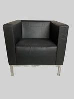 Lamm polo design fauteuil uitgevoerd in zwart leder, Ophalen, Minder dan 75 cm, Zo goed als nieuw, Metaal