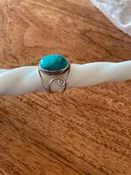 Zilveren ring met turquease steen maat 19, 19 tot 20, Ophalen of Verzenden, Zo goed als nieuw, Dame