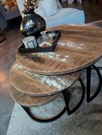 Steelwood bijzettafels 3 stuks - Nieuw! De Bommel collectie, Huis en Inrichting, Tafels | Salontafels, Ophalen, 50 tot 100 cm