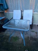 Glazen tuintafeltje met aluminium frame, Ophalen, Gebruikt, Vierkant, Aluminium