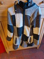 LANGE UNIEKE PATCHWORK WOLLEN WINTERJAS MAAT L, Ophalen of Verzenden, Maat 42/44 (L), Bruin