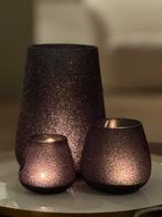 Set van 3 Windlicht Glitter Glas Paars, Huis en Inrichting, Veens Living, Nieuw, Elst, Info@veensliving.nl