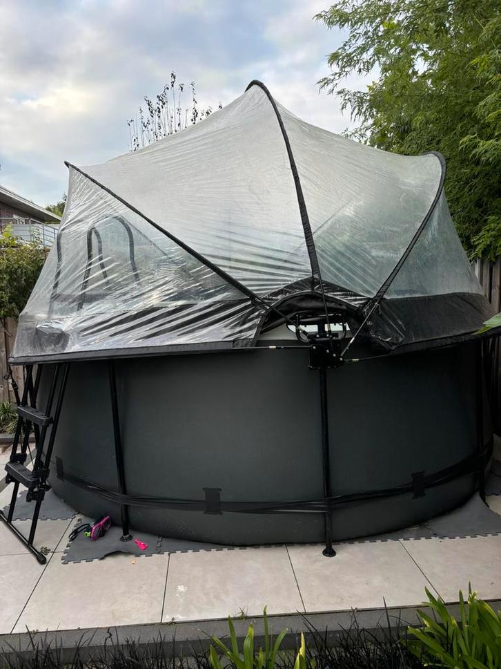 EXIT Black zwembad 360 x 122 overkapping/ W'eau warmtepomp, Tuin en Terras, Zwembaden, Zo goed als nieuw, 120 cm of meer, 400 cm of meer