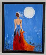 Volle maan  (olieverfschilderij 40 x 50 cm) met lijst, Minder dan 50 cm, Nieuw, Ophalen of Verzenden, Schilderij