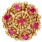 Vintage 18K gouden robijn oorbellen gemerkt 750 goud, Sieraden, Tassen en Uiterlijk, Antieke sieraden, Ophalen, Goud, Oorbellen
