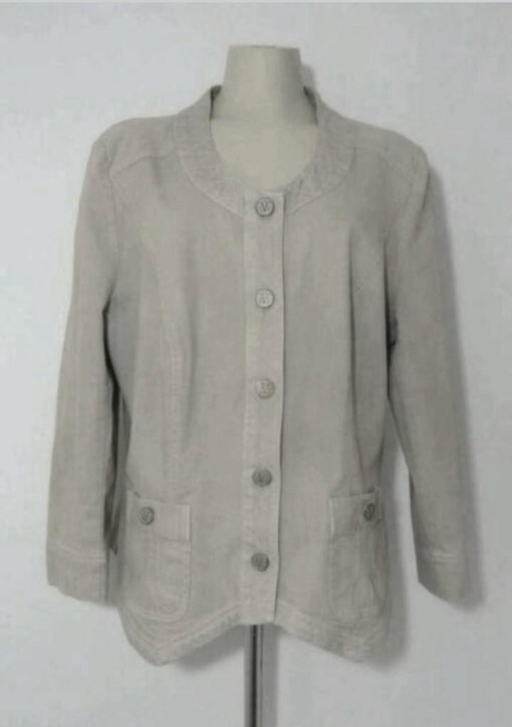 Beige jeans jasje met stretch van Edgar Vos, Kleding | Dames, Jasjes, Kostuums en Pakken, Gedragen, Jasje, Maat 42/44 (L), Beige