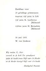 Lieshout van W. 25 priesterjaren 1963 Helmond, Ophalen of Verzenden