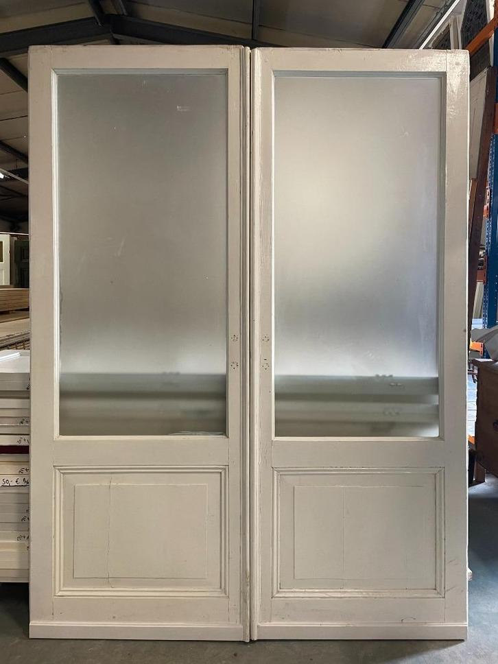 Set schuif / en-suite deuren met melk glas 218x164cm., Antiek en Kunst, Curiosa en Brocante, Ophalen
