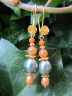 Oorbellen Antonette shellparel-aventurijn-parel goud, Ophalen, Hangers, Nieuw, Met edelsteen