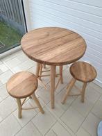 Barset / bartafel met barkrukken teakhout, Ophalen, Zo goed als nieuw