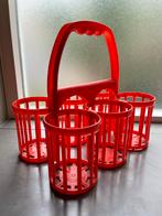 Retro flessenrek van oranje kunststof jaren’60, Ophalen of Verzenden, Huis en Inrichting