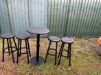 verstelbare staantafel met 4 krukken, Huis en Inrichting, Tafels | Statafels, Ophalen of Verzenden, Zo goed als nieuw