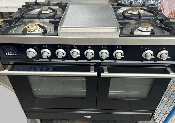 Boretti gasfornuis 100cm breed,dubbele oven, Witgoed en Apparatuur, Fornuizen, Gebruikt, Vrijstaand, Gas, 5 kookzones of meer