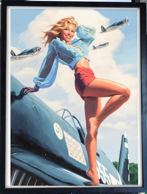 [Poster in Frame] Sexy WW2 Pin up Luchtmacht airforce, Verzamelen, Posters, Nieuw, Rechthoekig Staand, Verzenden