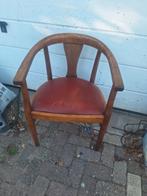 Vintage Cafestoel Hout/Leer, Huis en Inrichting, Gebruikt, Bruin, Vintage, Hout