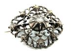 Antieke zilveren broche met 9 roosdiamanten, Sieraden, Tassen en Uiterlijk, Antieke sieraden, Verzenden, Zilver, Broche, Met edelsteen