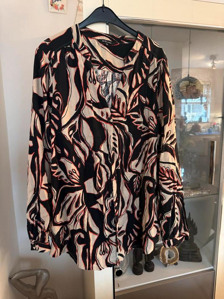 MS Mode Blouse Maat 50, Kleding | Dames, Grote Maten, Zo goed als nieuw, Blouse of Tuniek, Zwart, Ophalen of Verzenden
