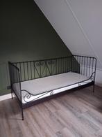 Zwart metalen 1-persoons bed, Huis en Inrichting, Ophalen, Gebruikt, 90 cm, Eenpersoons