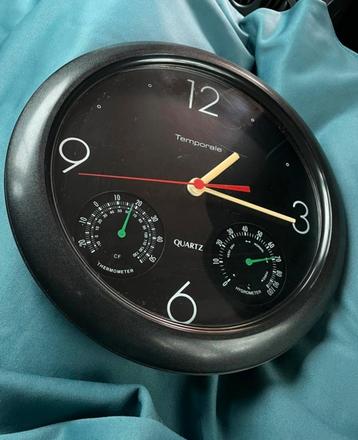 Vintage Wandklok met Hygrometer en Thermometer beschikbaar voor biedingen