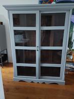 landelijke grijs houten vitrinekast, Huis en Inrichting, Kasten | Buffetkasten, Ophalen, Gebruikt, 100 tot 150 cm, 150 tot 200 cm