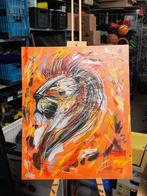 Oranje schilderij met leeuw, Antiek en Kunst, Kunst | Schilderijen | Modern, Ophalen of Verzenden