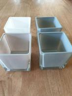 4 zware glazen waxinelichthouders/plantenpotjes, Ophalen of Verzenden