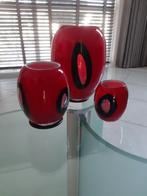 Glazen vaas / siervazen rood (3 stuks), Huis en Inrichting, Woonaccessoires | Vazen, Ophalen of Verzenden, Minder dan 50 cm, Rood