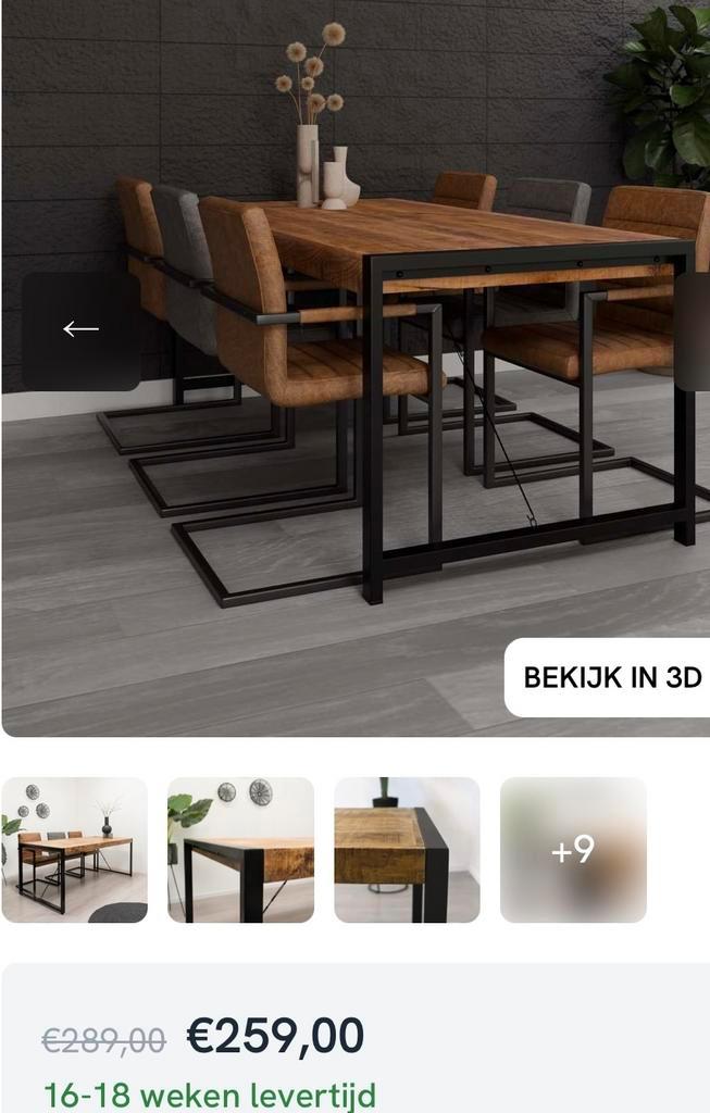 Nieuw in doos Industriële Eettafel - Massief Hout & Metaal, Huis en Inrichting, Tafels | Eettafels, Nieuw, 150 tot 200 cm, 200 cm of meer