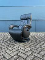 Zwarte leren hukla draai fauteuil / relax fauteuil, Ophalen, Minder dan 75 cm, Zo goed als nieuw, Nvt