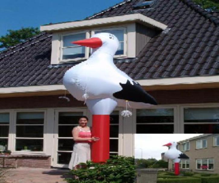 Opblaasbare Ooievaar 4 meter hoog huren Emmen Drenthe, Hobby en Vrije tijd, Feestartikelen | Verhuur, Nieuw, Geboorte of Huwelijk