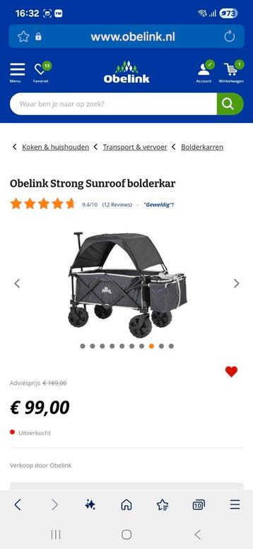 Obelink Strong Sunroof Bolderkar - Nieuw beschikbaar voor biedingen
