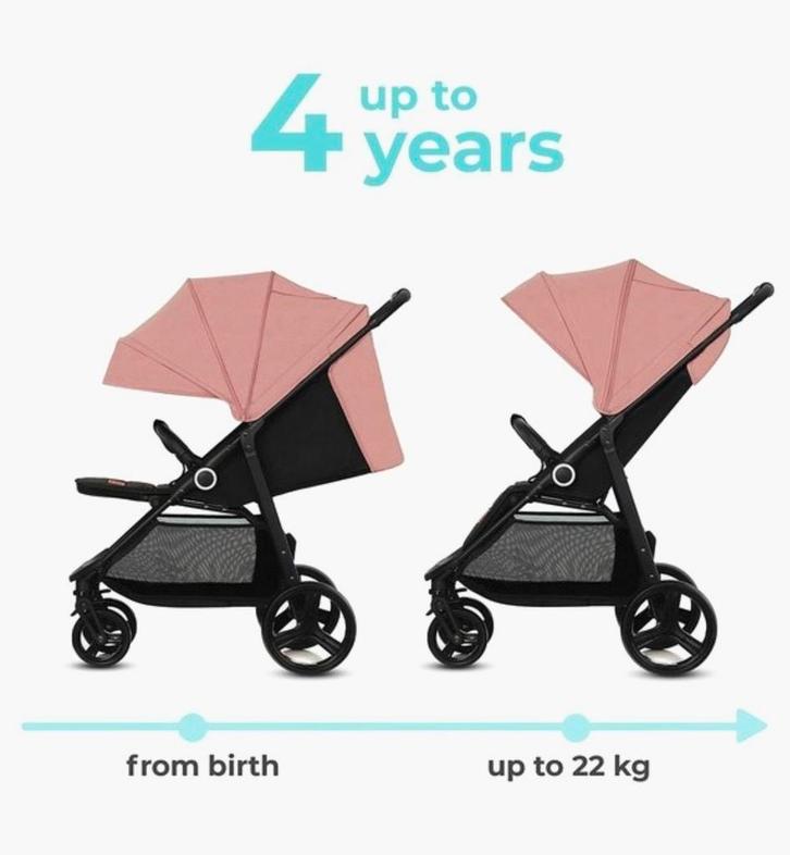 kinderkraft Grande Plus Buggy, Kinderen en Baby's, Buggy's, Zo goed als nieuw, Overige merken, Regenhoes, Verstelbare rugleuning