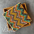 Vintage, retro houten kralenplank vierkant met kralen, Gebruikt, -, -, Ophalen of Verzenden