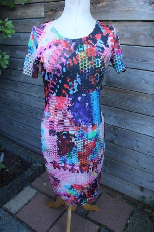 Jurk zwart/ kleur  Eroke mt S 2 zijdig Vaste prijs, Kleding | Dames, Jurken, Zo goed als nieuw, Maat 36 (S), Zwart, Onder de knie