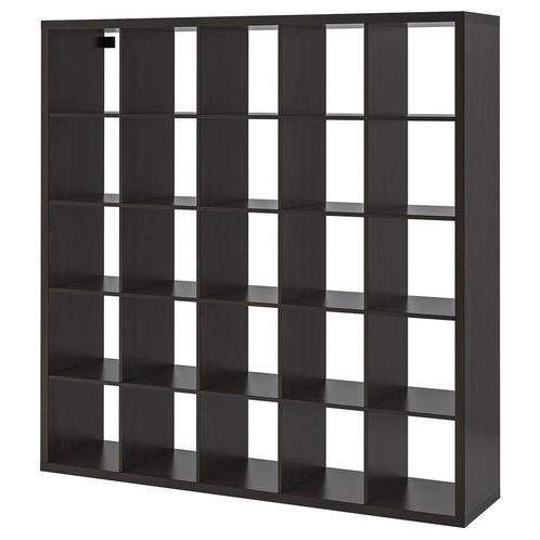 Kallax - zwart bruin - 5 x 5, Huis en Inrichting, Kasten | Boekenkasten, Gebruikt, 150 tot 200 cm, 150 tot 200 cm, 25 tot 50 cm