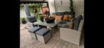 Als nieuw: Compleet loungeset incl. 2 verstelbare fauteuils, Bank, Ophalen of Verzenden, Zo goed als nieuw, Wicker