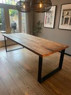 Robuuste houten eettafel met stalen poten 240 x 100 cm, Huis en Inrichting, Tafels | Eettafels, Ophalen, 100 tot 150 cm, 200 cm of meer