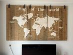 3 luik houten wereldkaart wandpanelen, Huis en Inrichting, Woonaccessoires | Wanddecoraties, Ophalen, Zo goed als nieuw